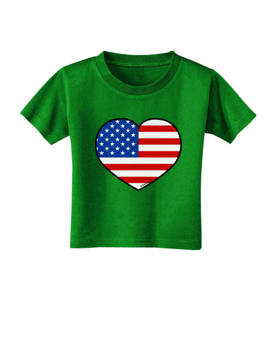 American Flag Heart Design Toddler T-Shirt Dark by TooLoud-Toddler T-Shirt-TooLoud-Clover-Green-2T-Davson Sales