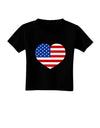 American Flag Heart Design Toddler T-Shirt Dark by TooLoud-Toddler T-Shirt-TooLoud-Black-2T-Davson Sales