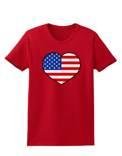 American Flag Heart Design Womens Dark T-Shirt by TooLoud-Womens T-Shirt-TooLoud-Red-X-Small-Davson Sales