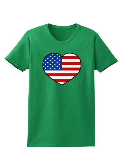 American Flag Heart Design Womens Dark T-Shirt by TooLoud-Womens T-Shirt-TooLoud-Kelly-Green-X-Small-Davson Sales