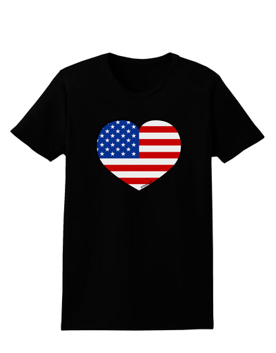 American Flag Heart Design Womens Dark T-Shirt by TooLoud-Womens T-Shirt-TooLoud-Black-X-Small-Davson Sales