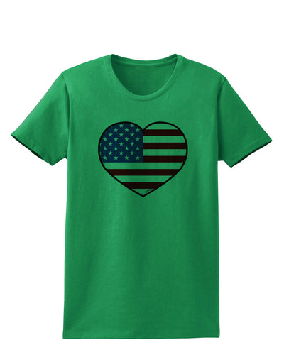 American Flag Heart Design Womens T-Shirt by TooLoud-Womens T-Shirt-TooLoud-Kelly-Green-X-Small-Davson Sales