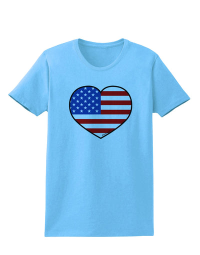 American Flag Heart Design Womens T-Shirt by TooLoud-Womens T-Shirt-TooLoud-Aquatic-Blue-X-Small-Davson Sales