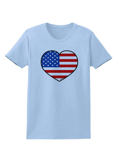 American Flag Heart Design Womens T-Shirt by TooLoud-Womens T-Shirt-TooLoud-Light-Blue-X-Small-Davson Sales