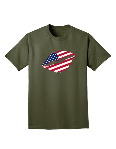 American Flag Lipstick Adult Dark T-Shirt-Mens T-Shirt-TooLoud-Military-Green-Small-Davson Sales