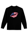 American Flag Lipstick Adult Long Sleeve Dark T-Shirt-TooLoud-Black-Small-Davson Sales