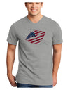 American Flag Lipstick Adult V-Neck T-shirt-Mens V-Neck T-Shirt-TooLoud-HeatherGray-Small-Davson Sales