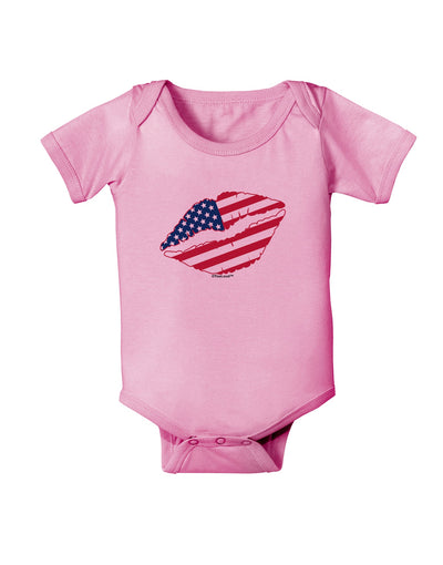 American Flag Lipstick Baby Romper Bodysuit-Baby Romper-TooLoud-Light-Pink-06-Months-Davson Sales