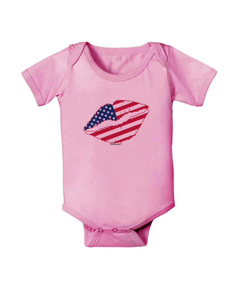 American Flag Lipstick Baby Romper Bodysuit-Baby Romper-TooLoud-White-06-Months-Davson Sales