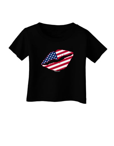 American Flag Lipstick Infant T-Shirt Dark-Infant T-Shirt-TooLoud-Black-06-Months-Davson Sales