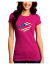 American Flag Lipstick Juniors Crew Dark T-Shirt-T-Shirts Juniors Tops-TooLoud-Hot-Pink-Juniors Fitted Small-Davson Sales