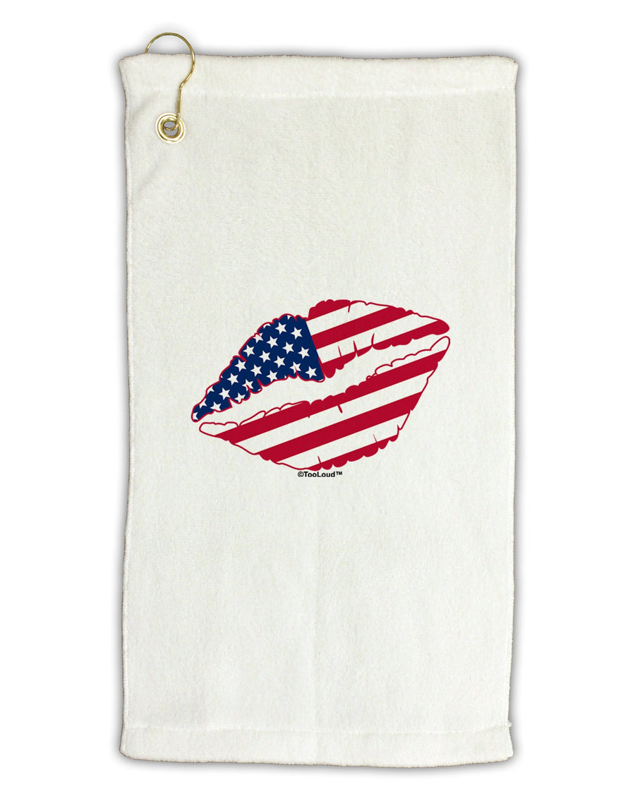 American Flag Lipstick Micro Terry Gromet Golf Towel 16 x 25 inch by TooLoud-Golf Towel-TooLoud-White-Davson Sales