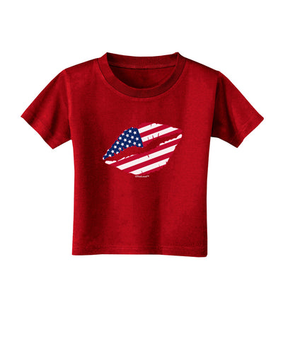 American Flag Lipstick Toddler T-Shirt Dark-Toddler T-Shirt-TooLoud-Red-2T-Davson Sales