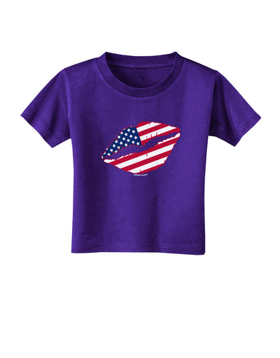 American Flag Lipstick Toddler T-Shirt Dark-Toddler T-Shirt-TooLoud-Purple-2T-Davson Sales