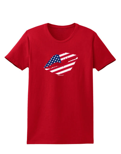 American Flag Lipstick Womens Dark T-Shirt-TooLoud-Red-X-Small-Davson Sales