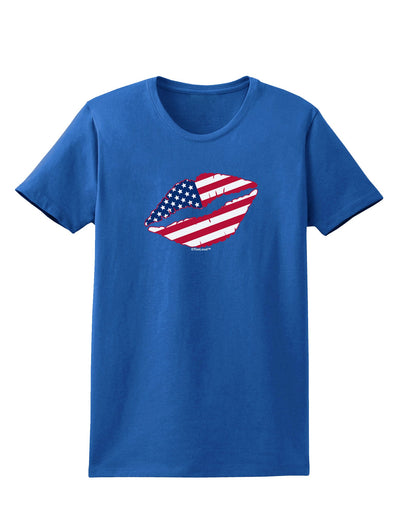 American Flag Lipstick Womens Dark T-Shirt-TooLoud-Royal-Blue-X-Small-Davson Sales