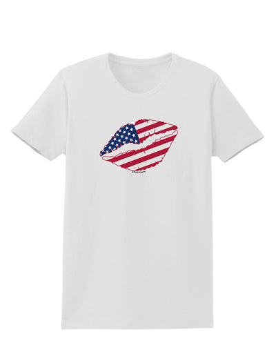 American Flag Lipstick Womens T-Shirt-Womens T-Shirt-TooLoud-White-X-Small-Davson Sales