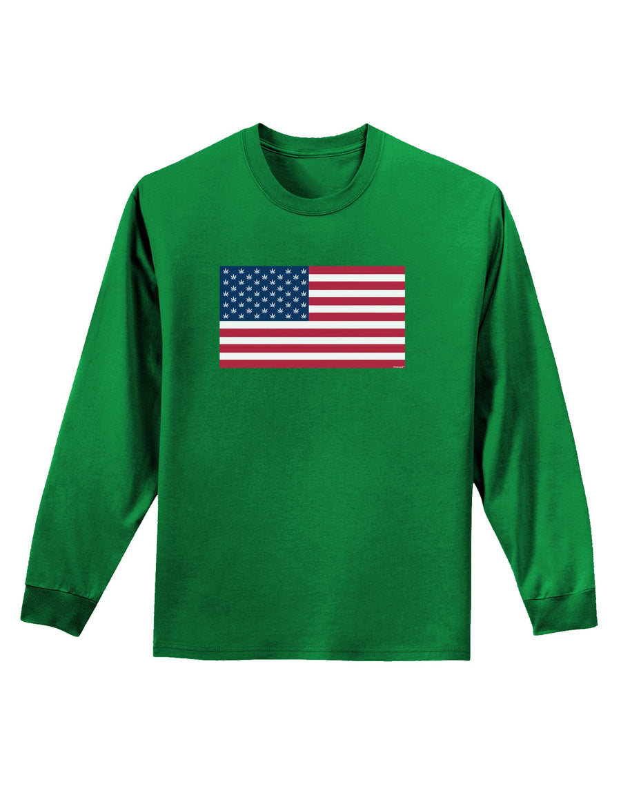 American Flag - Marijuana Leaf Adult Long Sleeve Dark T-Shirt-TooLoud-Black-Small-Davson Sales