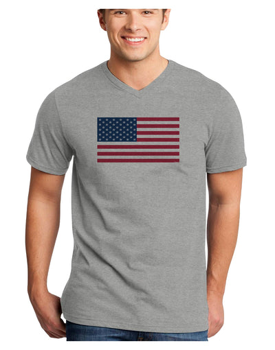 American Flag - Marijuana Leaf Adult V-Neck T-shirt-Mens V-Neck T-Shirt-TooLoud-HeatherGray-Small-Davson Sales