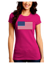 American Flag - Marijuana Leaf Juniors Crew Dark T-Shirt-T-Shirts Juniors Tops-TooLoud-Hot-Pink-Juniors Fitted Small-Davson Sales