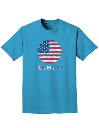 American Flag Scribble Adult Dark T-Shirt-Mens T-Shirt-TooLoud-Turquoise-Small-Davson Sales