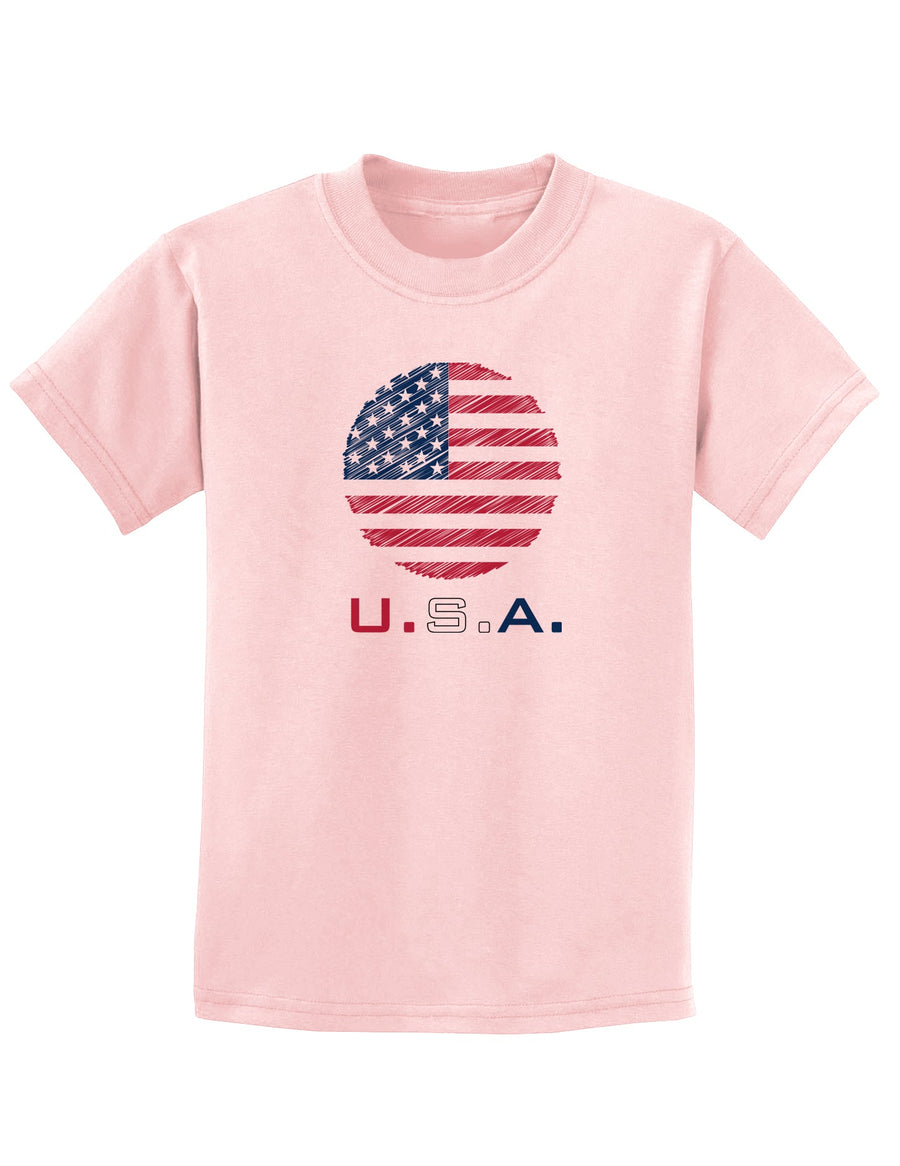American Flag Scribble Childrens T-Shirt-Childrens T-Shirt-TooLoud-White-X-Small-Davson Sales