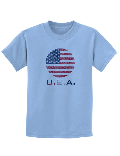 American Flag Scribble Childrens T-Shirt-Childrens T-Shirt-TooLoud-Light-Blue-X-Small-Davson Sales