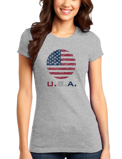 American Flag Scribble Juniors T-Shirt-Womens Juniors T-Shirt-TooLoud-Ash-Gray-Juniors Fitted XS-Davson Sales