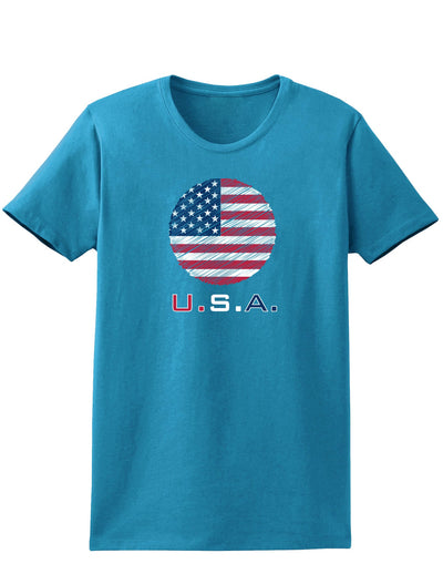 American Flag Scribble Womens Dark T-Shirt-TooLoud-Turquoise-X-Small-Davson Sales