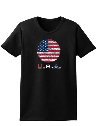 American Flag Scribble Womens Dark T-Shirt-TooLoud-Black-X-Small-Davson Sales