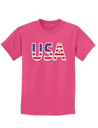 American Flag USA Childrens Dark T-Shirt-Childrens T-Shirt-TooLoud-Sangria-X-Small-Davson Sales