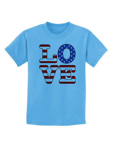 American Love Design Childrens T-Shirt by TooLoud-Childrens T-Shirt-TooLoud-Aquatic-Blue-X-Small-Davson Sales