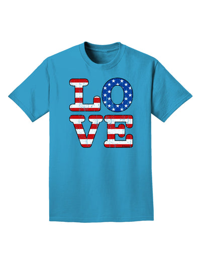 American Love Design - Distressed Adult Dark T-Shirt by TooLoud-Mens T-Shirt-TooLoud-Turquoise-Small-Davson Sales