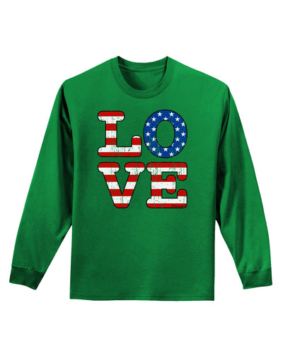 American Love Design - Distressed Adult Long Sleeve Dark T-Shirt by TooLoud-TooLoud-Kelly-Green-Small-Davson Sales