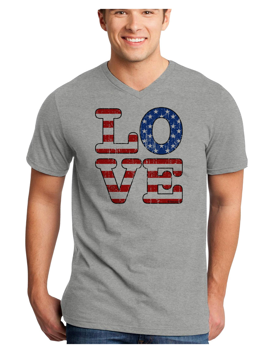 American Love Design - Distressed Adult V-Neck T-shirt by TooLoud-Mens V-Neck T-Shirt-TooLoud-White-Small-Davson Sales