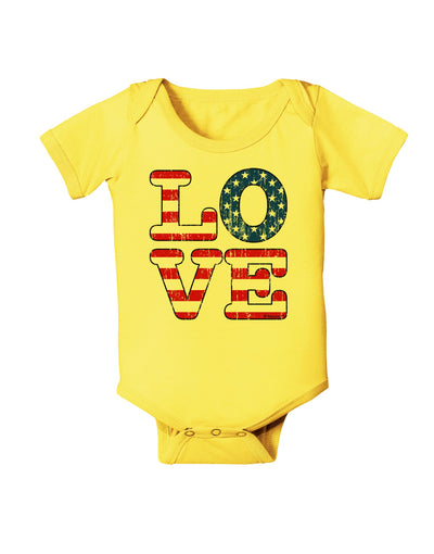 American Love Design - Distressed Baby Romper Bodysuit by TooLoud-Baby Romper-TooLoud-Yellow-06-Months-Davson Sales