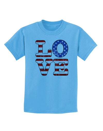 American Love Design - Distressed Childrens T-Shirt by TooLoud-Childrens T-Shirt-TooLoud-Aquatic-Blue-X-Small-Davson Sales