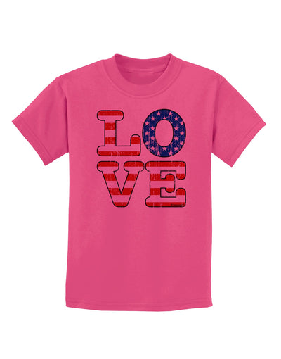 American Love Design - Distressed Childrens T-Shirt by TooLoud-Childrens T-Shirt-TooLoud-Sangria-X-Small-Davson Sales