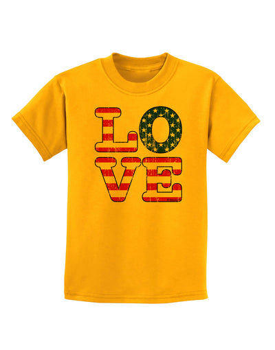 American Love Design - Distressed Childrens T-Shirt by TooLoud-Childrens T-Shirt-TooLoud-Gold-X-Small-Davson Sales
