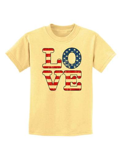 American Love Design - Distressed Childrens T-Shirt by TooLoud-Childrens T-Shirt-TooLoud-Daffodil-Yellow-X-Small-Davson Sales