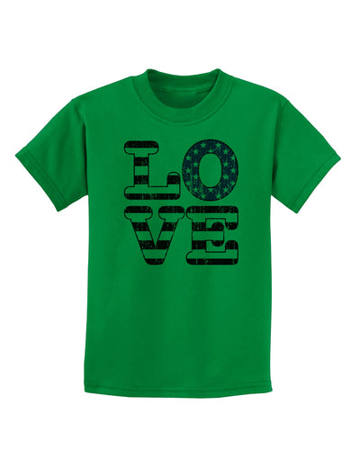American Love Design - Distressed Childrens T-Shirt by TooLoud-Childrens T-Shirt-TooLoud-Kelly-Green-X-Small-Davson Sales