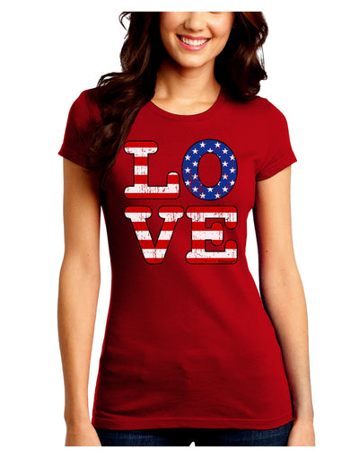 American Love Design - Distressed Juniors Crew Dark T-Shirt by TooLoud-T-Shirts Juniors Tops-TooLoud-Red-Juniors Fitted Small-Davson Sales