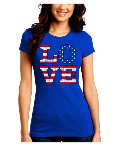 American Love Design - Distressed Juniors Crew Dark T-Shirt by TooLoud-T-Shirts Juniors Tops-TooLoud-Royal-Blue-Juniors Fitted Small-Davson Sales