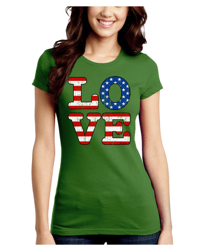 American Love Design - Distressed Juniors Crew Dark T-Shirt by TooLoud-T-Shirts Juniors Tops-TooLoud-Kiwi-Green-Juniors Fitted X-Small-Davson Sales