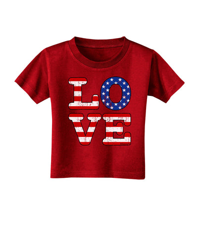 American Love Design - Distressed Toddler T-Shirt Dark by TooLoud-Toddler T-Shirt-TooLoud-Red-2T-Davson Sales