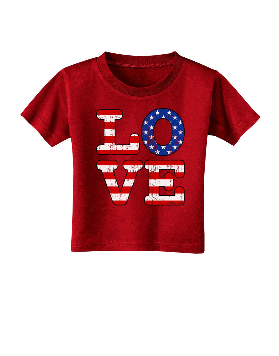 American Love Design - Distressed Toddler T-Shirt Dark by TooLoud-Toddler T-Shirt-TooLoud-Black-2T-Davson Sales