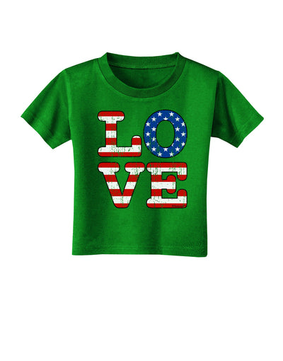 American Love Design - Distressed Toddler T-Shirt Dark by TooLoud-Toddler T-Shirt-TooLoud-Clover-Green-2T-Davson Sales