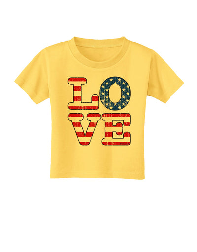 American Love Design - Distressed Toddler T-Shirt by TooLoud-Toddler T-Shirt-TooLoud-Yellow-2T-Davson Sales