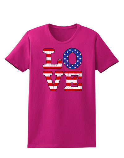 American Love Design - Distressed Womens Dark T-Shirt by TooLoud-Womens T-Shirt-TooLoud-Hot-Pink-Small-Davson Sales