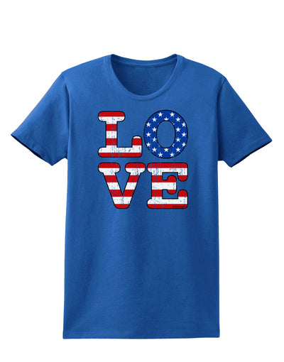 American Love Design - Distressed Womens Dark T-Shirt by TooLoud-Womens T-Shirt-TooLoud-Royal-Blue-X-Small-Davson Sales